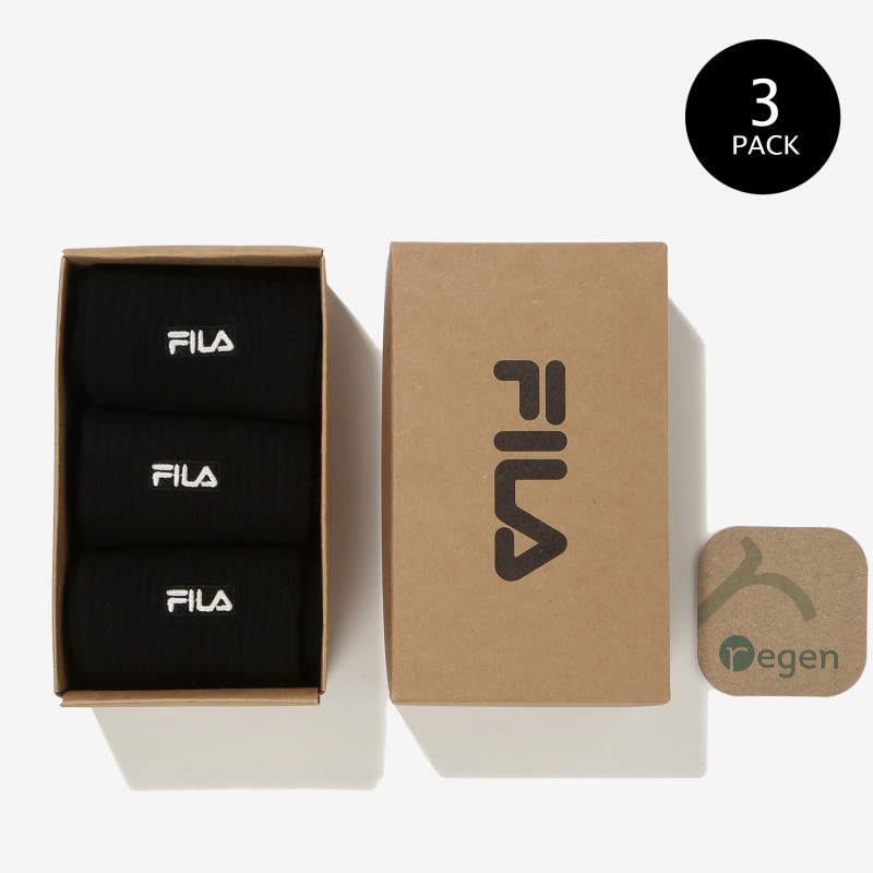 韓國FILA 3 Pack Long Socks (黑色)